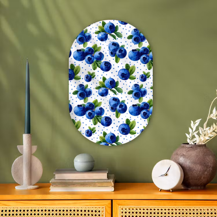 Muurovaal - Kunststof - Bessen - Patroon - Blauw — 1