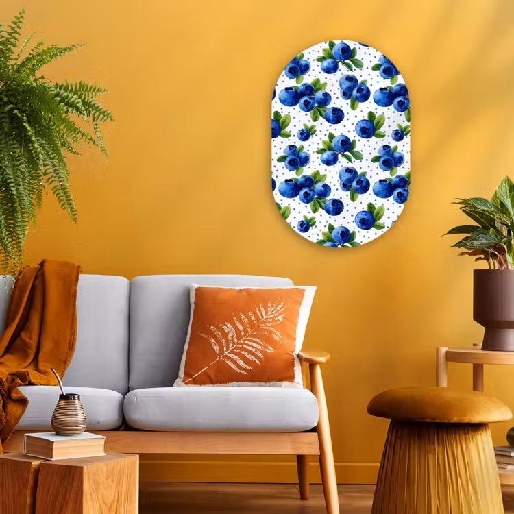Muurovaal - Kunststof - Bessen - Patroon - Blauw — 2