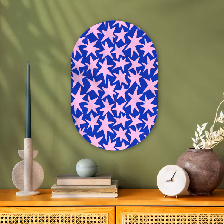 Muurovaal - Kunststof - Modern - Sterren - Blauw — 1