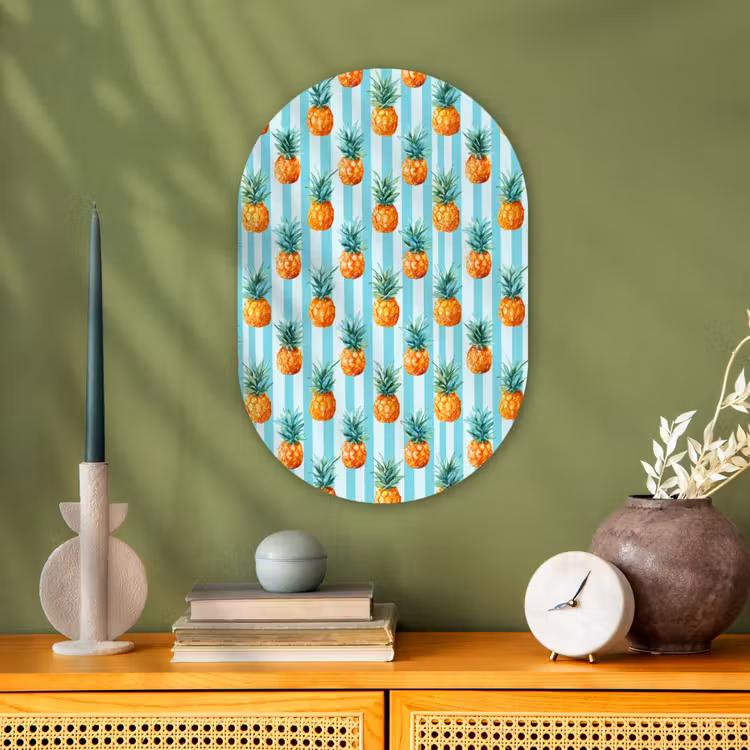 Muurovaal - Kunststof - Ananas - Strepen - Groen — 2