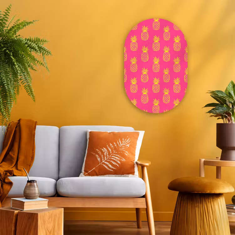 Muurovaal - Kunststof - Ananas - Trendy - Roze — 1