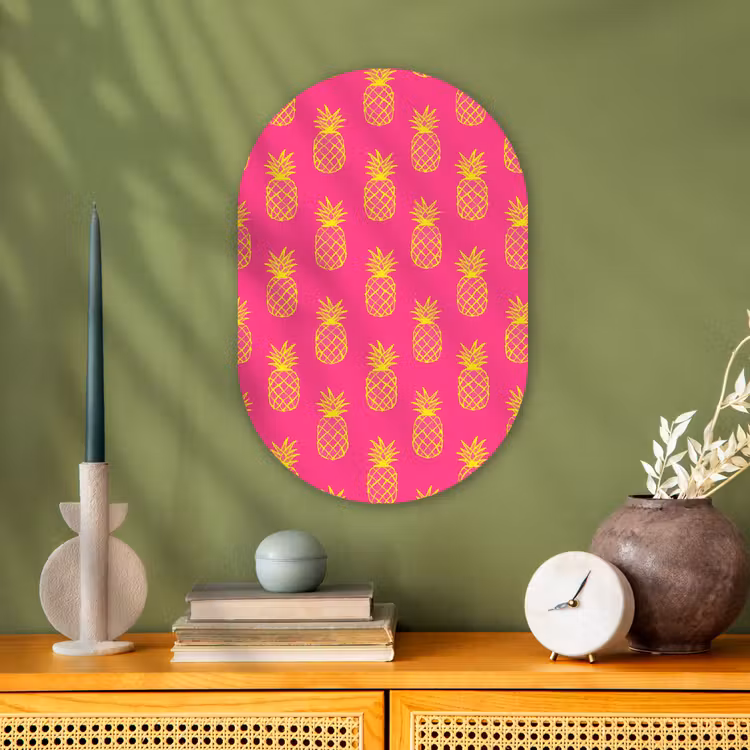 Muurovaal - Kunststof - Ananas - Trendy - Roze — 2