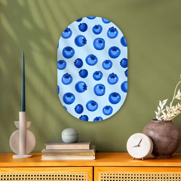 Muurovaal - Kunststof - Bessen - Modern - Blauw — 1