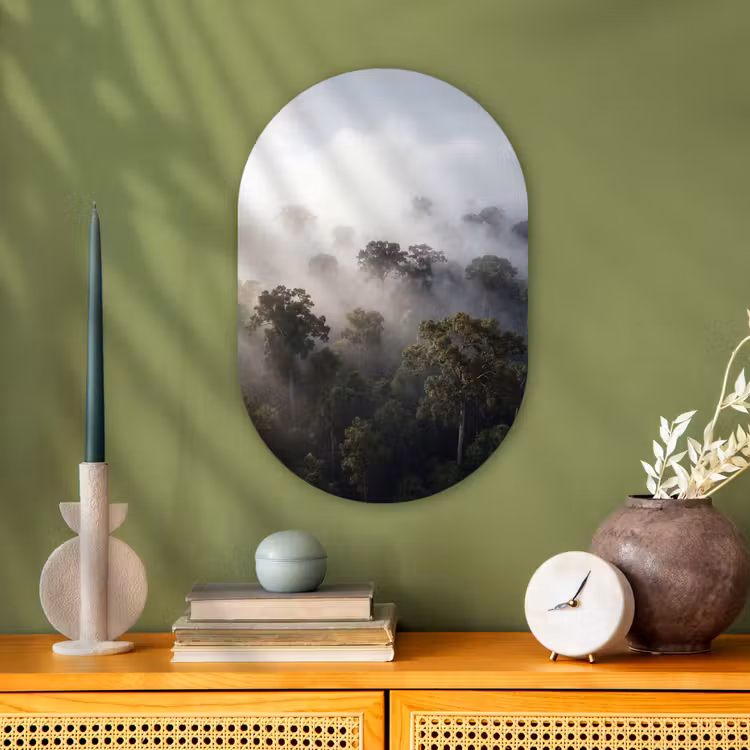 Muurovaal - Kunststof - Bos - Mist - Natuur - Groen — 2