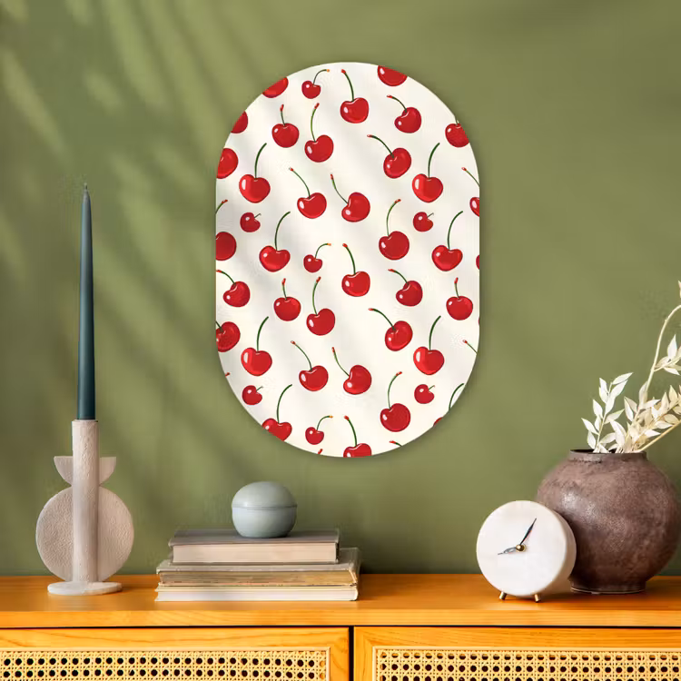 Muurovaal - Kunststof - Kersen - Minimalistisch - Rood — 2