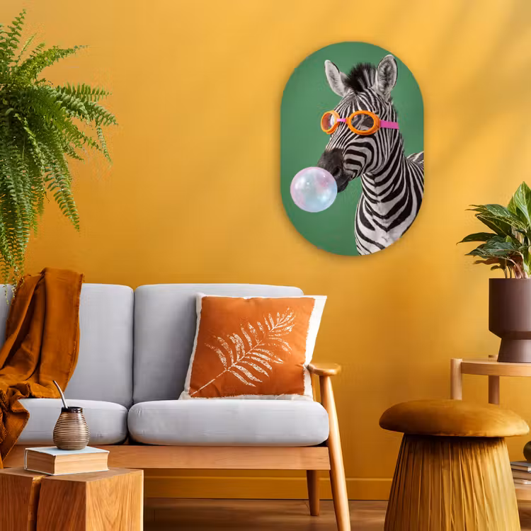 Muurovaal - Kunststof - Dier - Bril - Bel - Modern - Groen — 1
