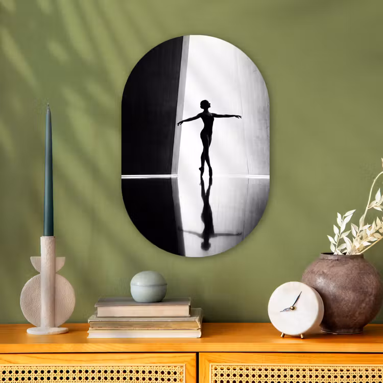 Muurovaal - Kunststof - Danser - Silhouette - Kunst - Modern - Zwart-wit — 2