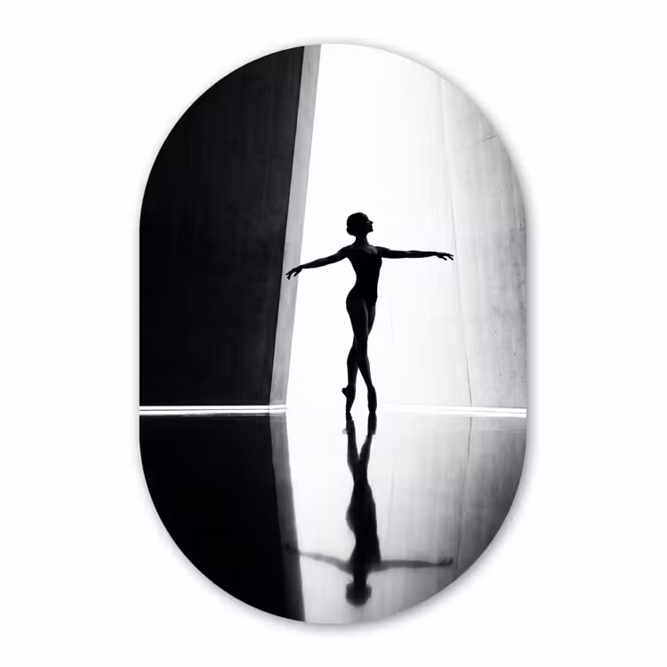 Muurovaal - Kunststof - Danser - Silhouette - Kunst - Modern - Zwart-wit — 3