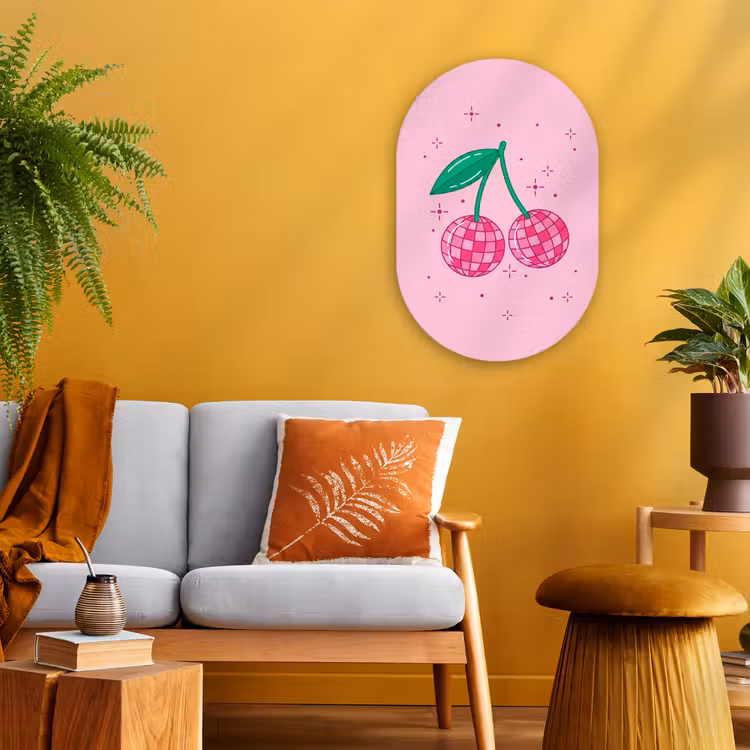 Muurovaal - Kunststof - Decoratie - Disco-bal - Feest - Roze — 1