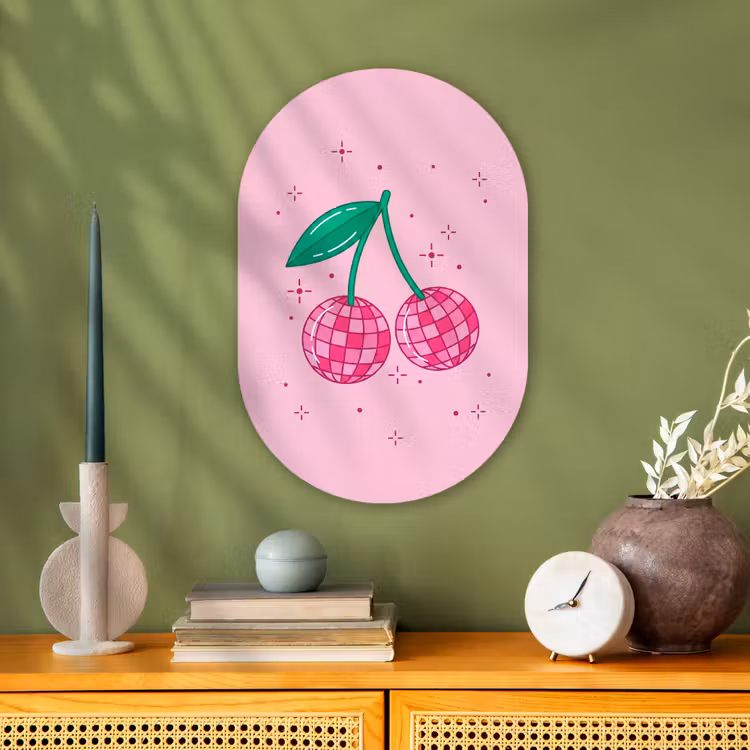 Muurovaal - Kunststof - Decoratie - Disco-bal - Feest - Roze — 2