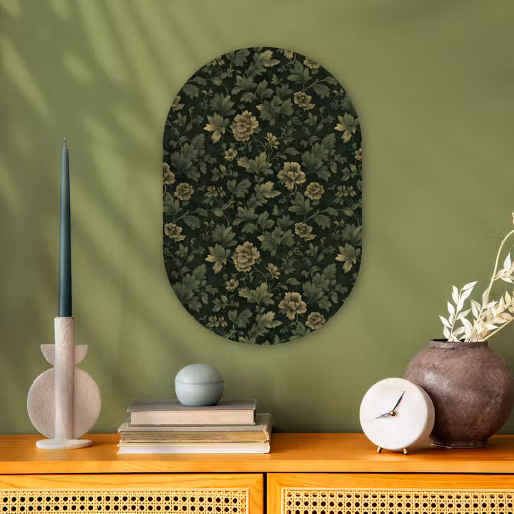 Muurovaal - Kunststof - Donker - Groen - Goud - Botanisch — 2
