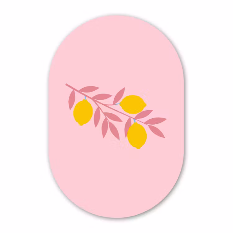 Muurovaal - Kunststof - Fruit - Tak - Natuur - Abstract - Roze — 3