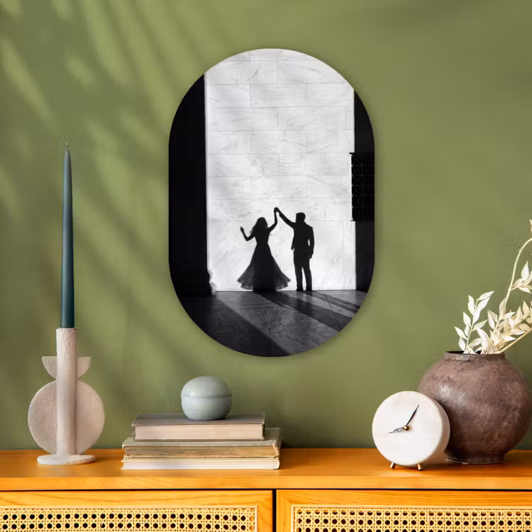 Muurovaal - Kunststof - Mensen - Schaduw - Dans - Zwart-wit - Liefde — 2