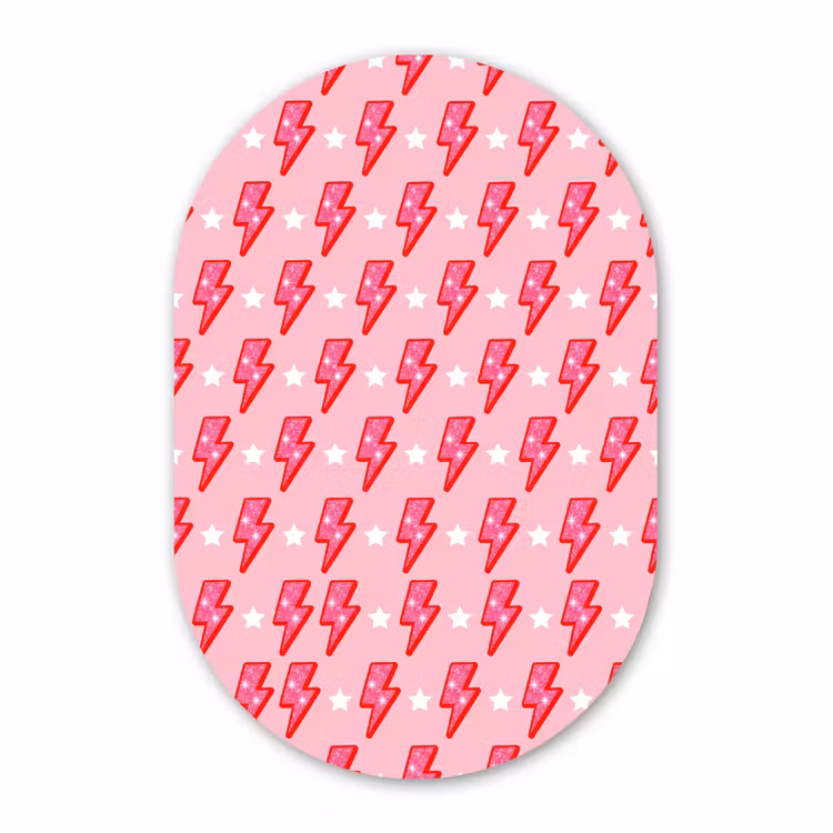 Muurovaal - Kunststof - Patroon - Bliksem - Ster - Glitter - Roze — 3