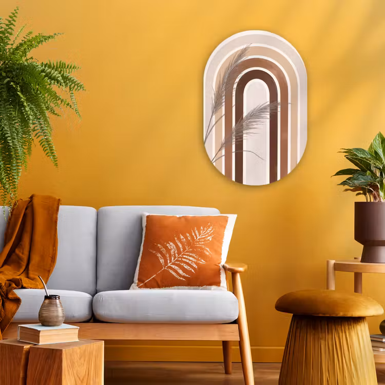 Muurovaal - Kunststof - Abstract - Bogen - Plant - Boho - Beige — 2