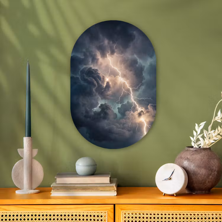 Muurovaal - Kunststof - Bliksem - Storm - Natuur - Donker — 2