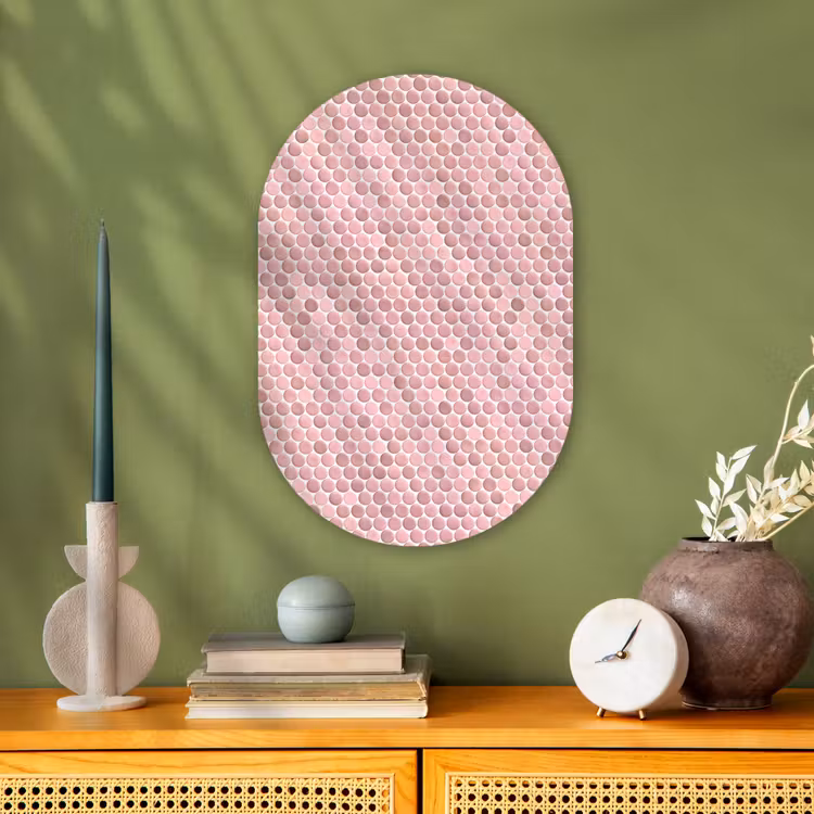 Muurovaal - Kunststof - Penny - Mozaïek - Lichtroze — 2