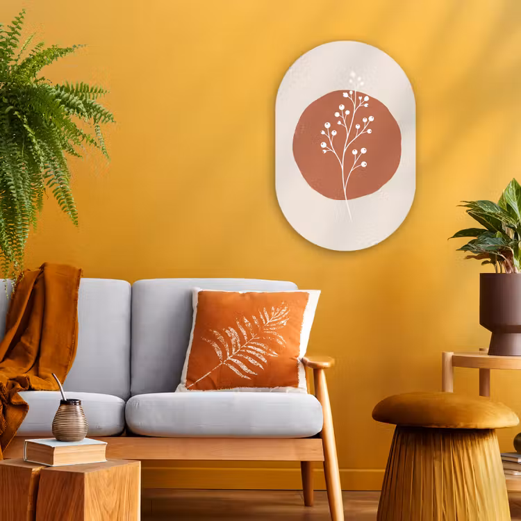 Muurovaal - Kunststof - Plant - Tak - Abstract - Modern - Wit — 1