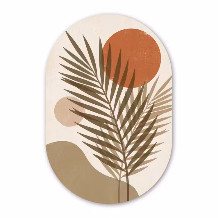 Muurovaal - Kunststof - Planten - Bladeren - Abstract - Modern - Beige — 2