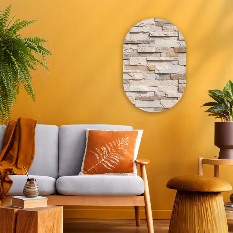 Muurovaal - Kunststof - Steen - Muur - Textuur - Rustiek - Beige — 2