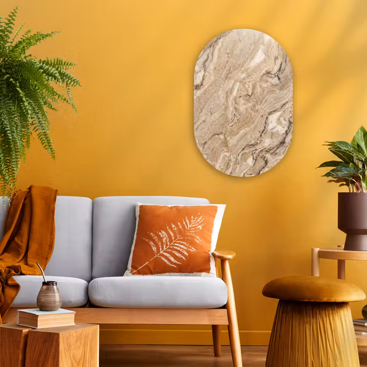 Muurovaal - Kunststof - Textuur - Aders - Abstract - Modern - Beige — 1