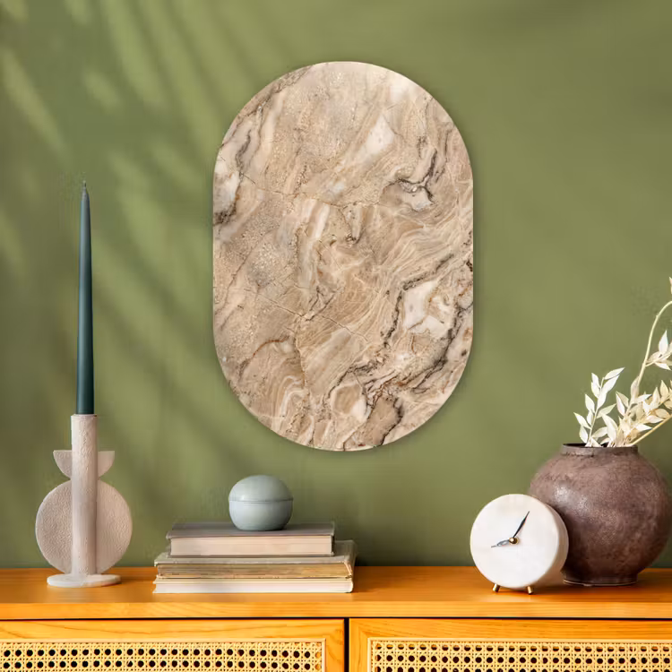 Muurovaal - Kunststof - Textuur - Aders - Abstract - Modern - Beige — 2
