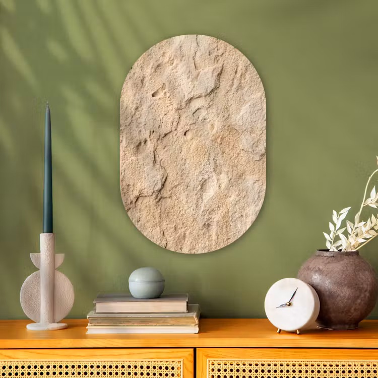 Muurovaal - Kunststof - Textuur - Steen - Natuur - Beige — 1