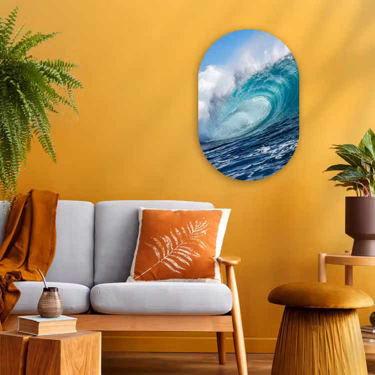 Muurovaal - Kunststof - Golf - Oceaan - Water - Dynamisch - Blauw — 1