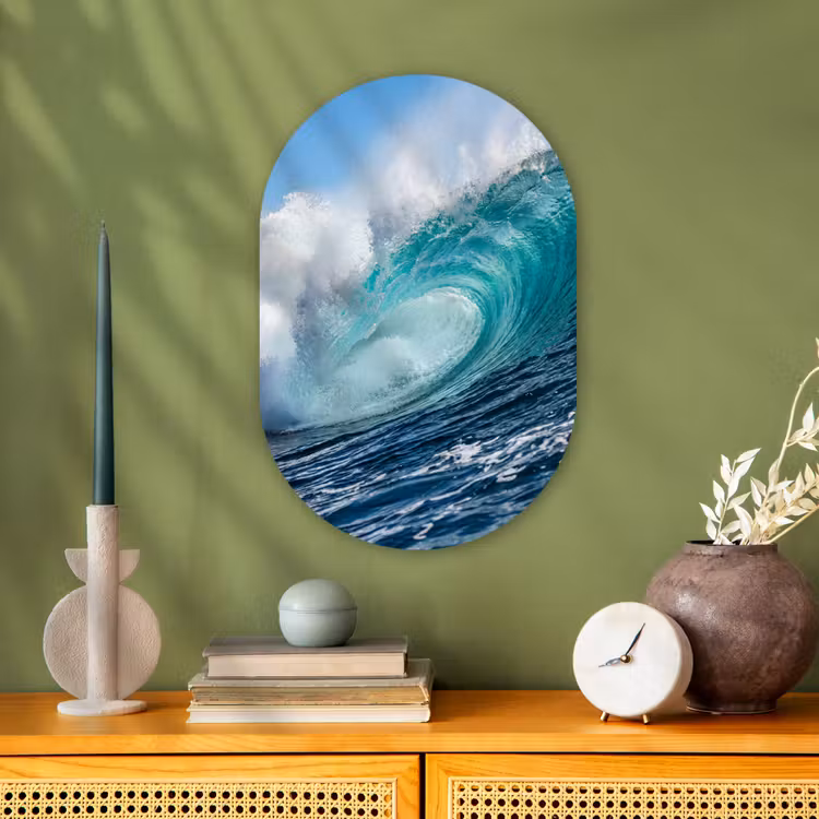 Muurovaal - Kunststof - Golf - Oceaan - Water - Dynamisch - Blauw — 2