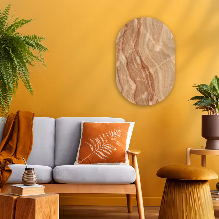 Muurovaal - Kunststof - Marmer - Ader - Natuur - Abstract - Beige — 2