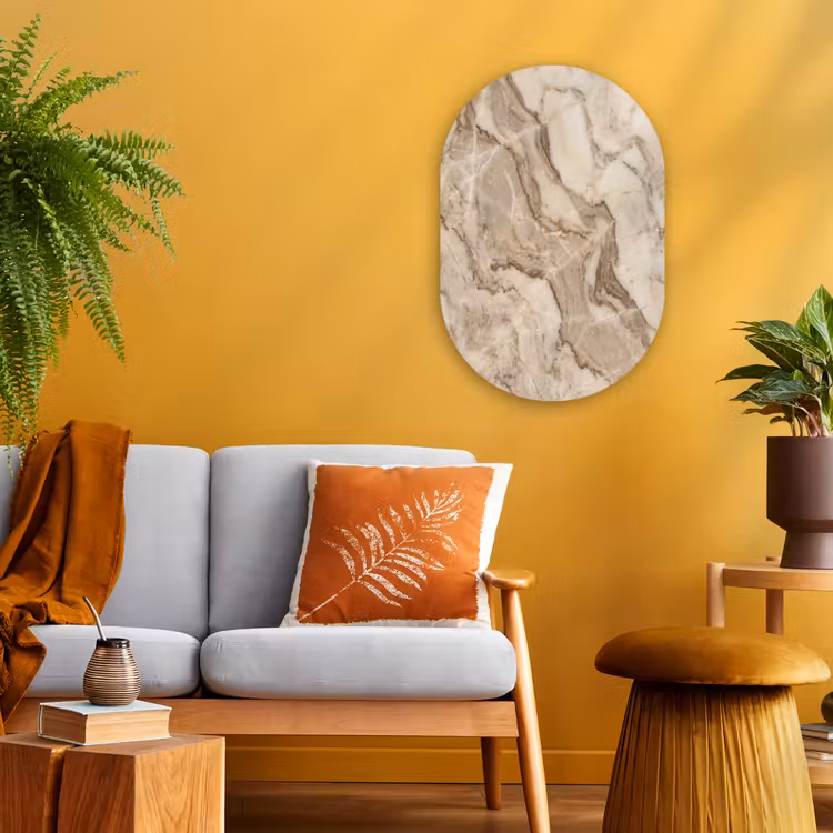 Muurovaal - Kunststof - Marmer - Aderen - Textuur - Beige - Modern — 1