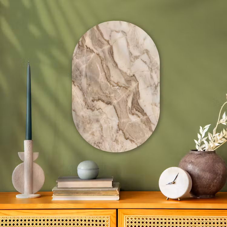 Muurovaal - Kunststof - Marmer - Aderen - Textuur - Beige - Modern — 2