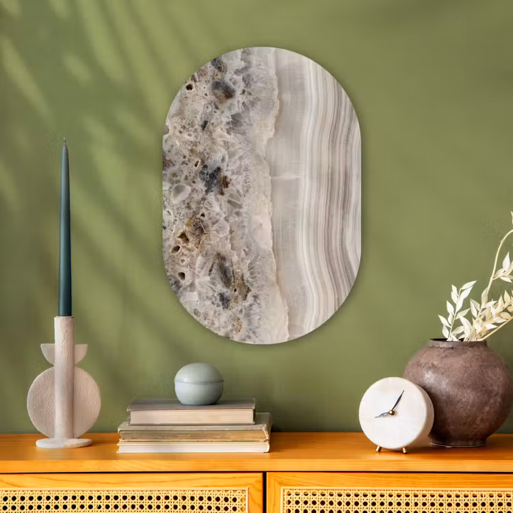 Muurovaal - Kunststof - Steen - Textuur - Abstract - Beige - Wit — 2