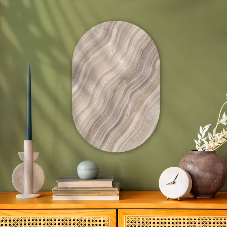 Muurovaal - Kunststof - Textuur - Golvend - Abstract - Modern - Beige — 2