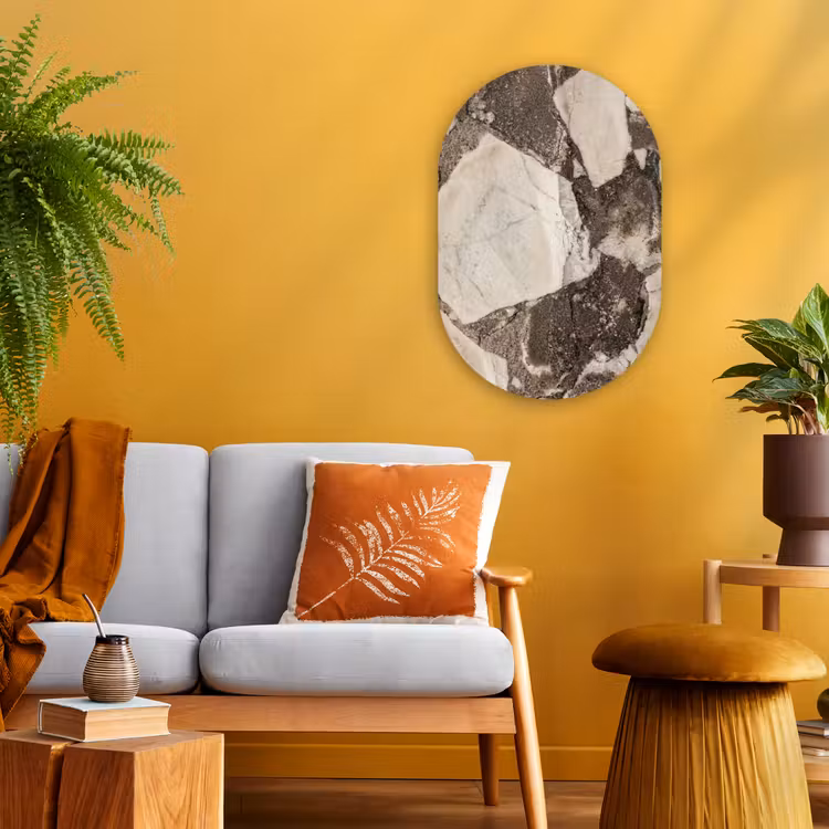 Muurovaal - Kunststof - Textuur - Marmer - Abstract - Beige - Bruin — 1