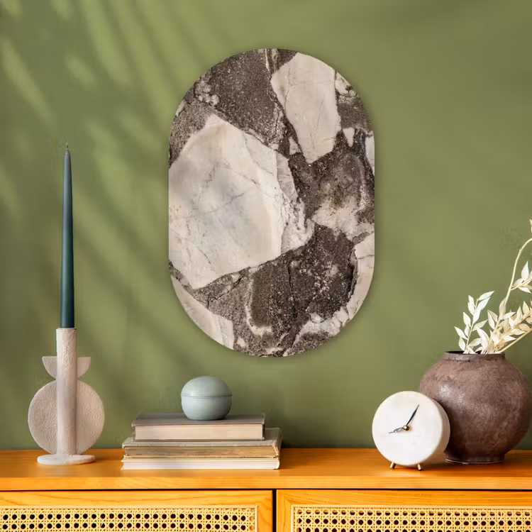 Muurovaal - Kunststof - Textuur - Marmer - Abstract - Beige - Bruin — 2