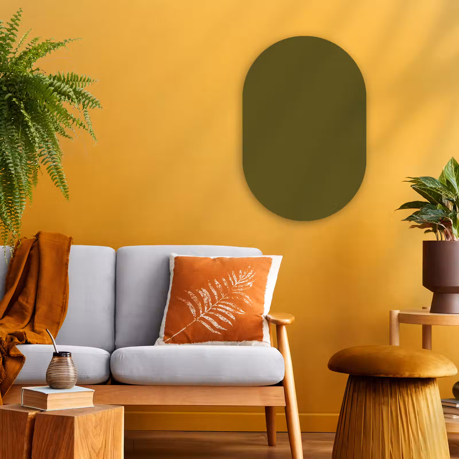 Muurovaal - Kunststof - Dark - Olive - Groen — 1