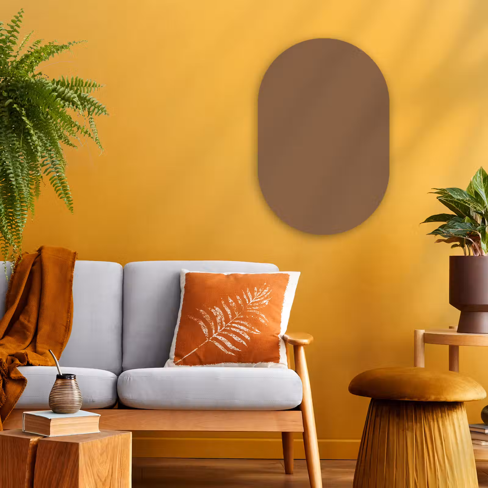 Muurovaal - Kunststof - Soft - Walnut - Bruin — 1
