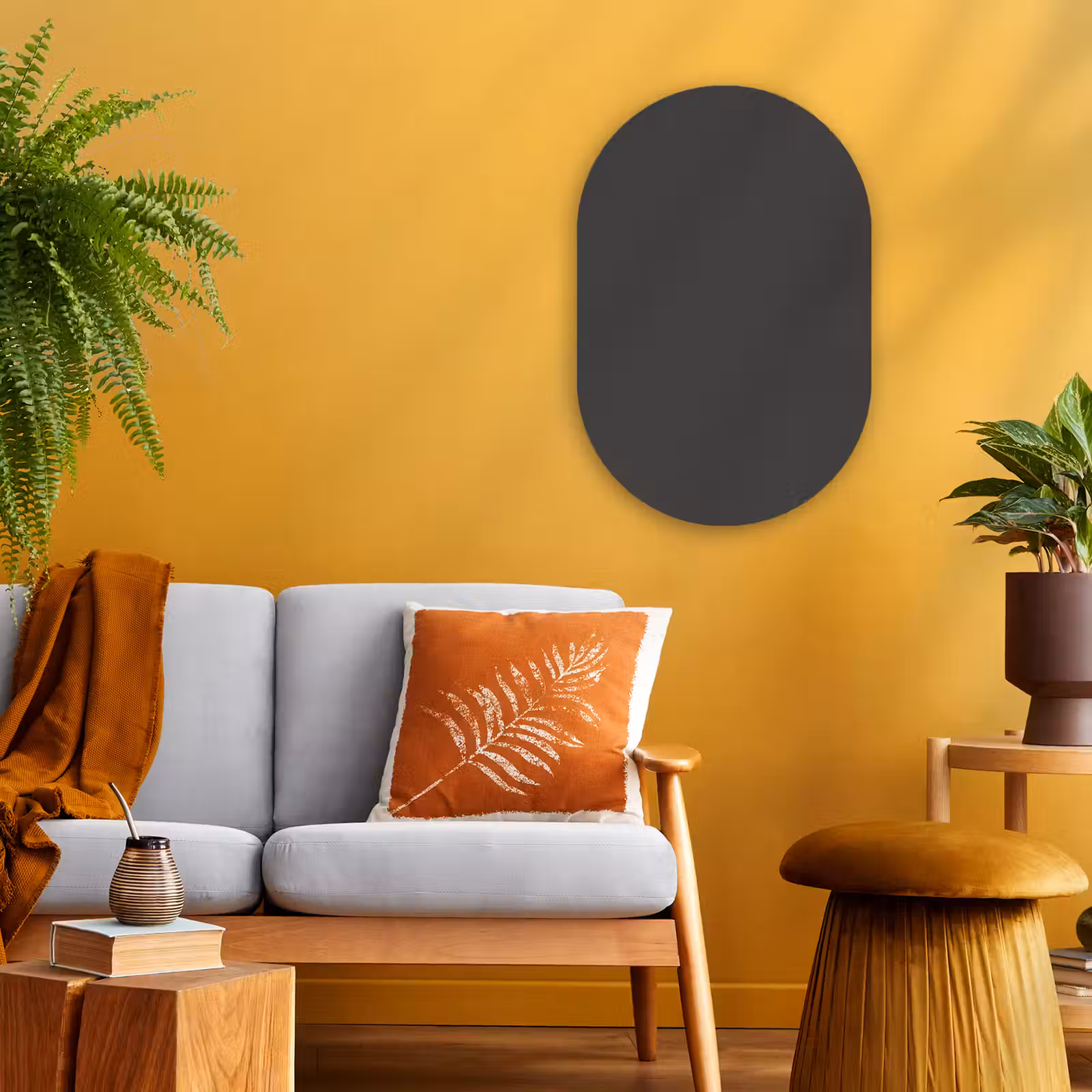 Muurovaal - Kunststof - Charcoal - Grijs- Grey — 1