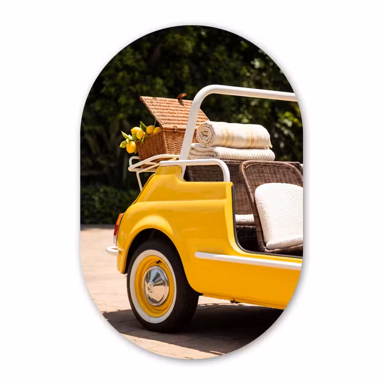 Muurovaal - Kunststof - Auto - Picknick - Zomer - Geel — 3