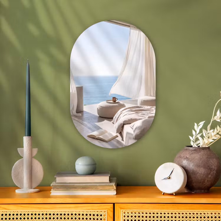Muurovaal - Kunststof - Interieur - Zeezicht - Modern - Rust - Beige — 2