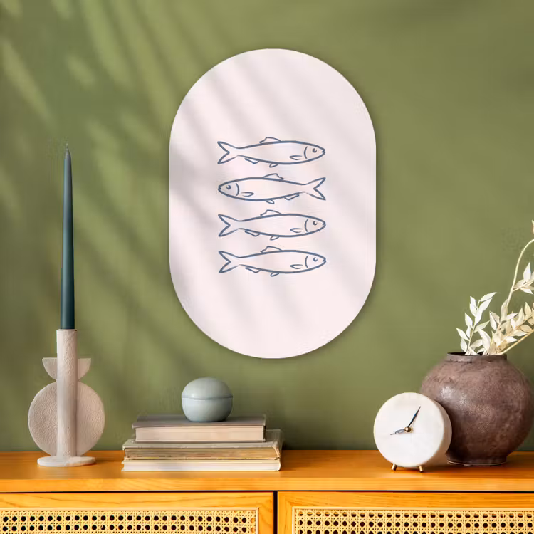 Muurovaal - Kunststof - Vis - Vier - Dieren - Abstract - Blauw — 2