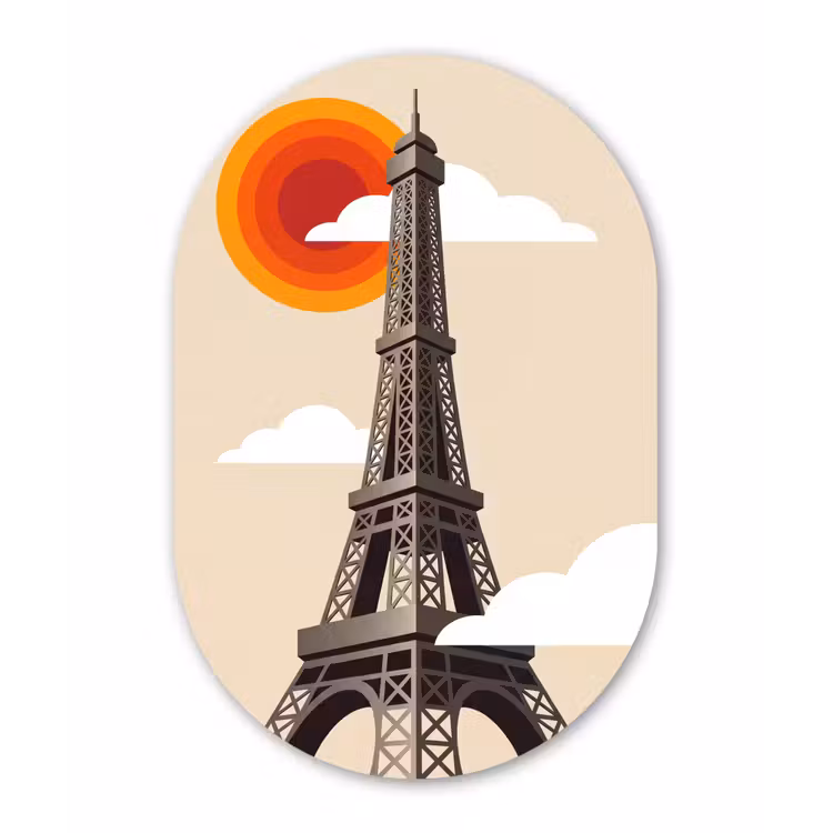 Muurovaal - Kunststof - Eiffeltoren - Zon - Architectuur - Abstract - Beige — 3