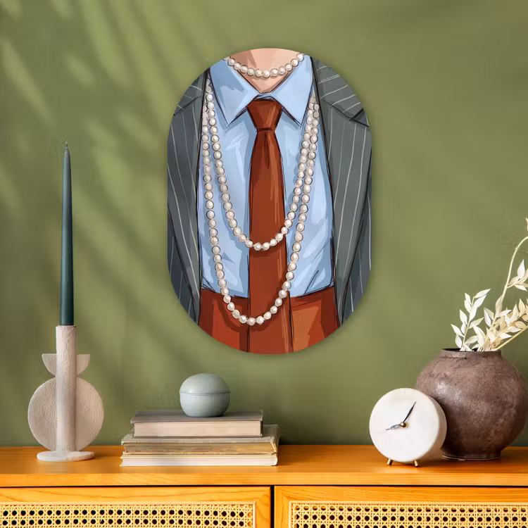 Muurovaal - Kunststof - Kleding - Strik - Parels - Klassiek - Mode — 2