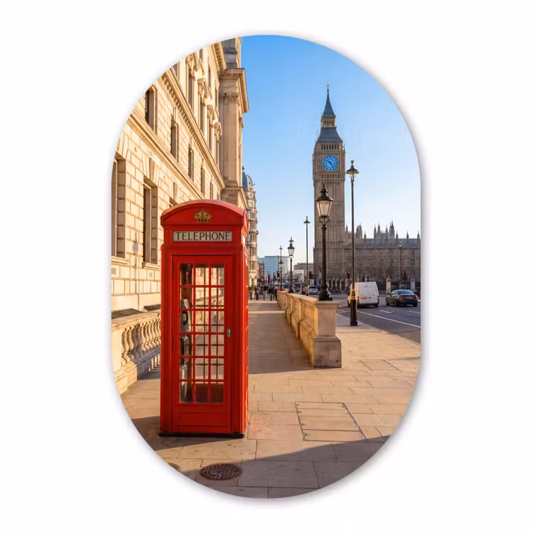 Muurovaal - Kunststof - Telefooncel - Rood - Londen - Stad - Architectuur — 3