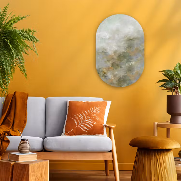Muurovaal - Kunststof - Abstract - Groen - Beige - Modern - Kunst — 1