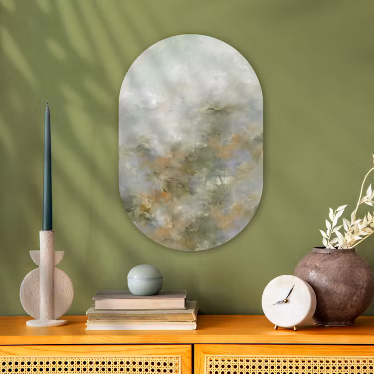 Muurovaal - Kunststof - Abstract - Groen - Beige - Modern - Kunst — 2