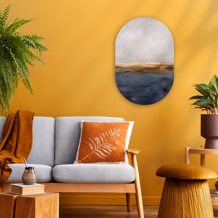 Muurovaal - Kunststof - Abstract - Horizon - Water - Modern - Beige — 1