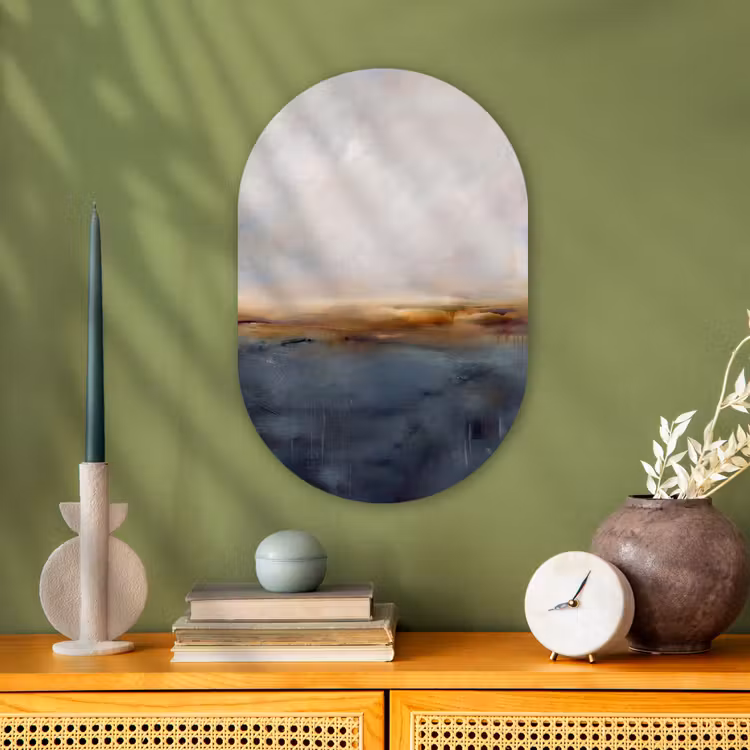 Muurovaal - Kunststof - Abstract - Horizon - Water - Modern - Beige — 2