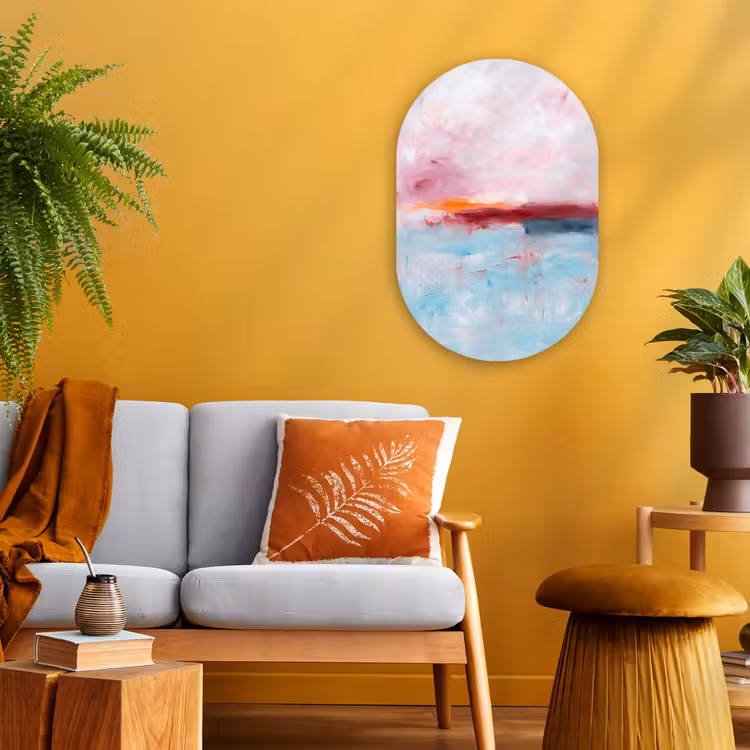 Muurovaal - Kunststof - Abstract - Kleuren - Modern - Kunst - Roze — 1